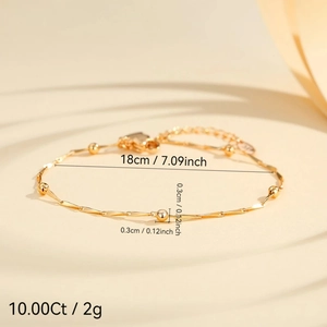 Minimalist gold plated beaded link bracelet 18cm length with polished finish beads