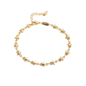 Golden star link bracelet with lobster clasp and extension chain for women