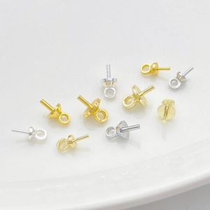 Gold and silver 14K plated screw eye bails for DIY pearl necklace and jewelry pendants