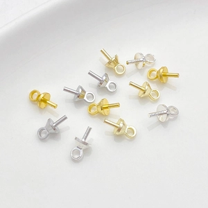 14K gold plated bead cap pendant settings in gold and silver for pearl jewelry making