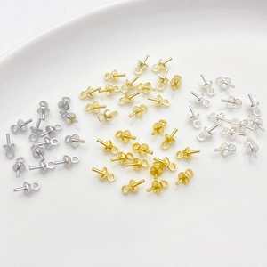 Copper Gold Plated Cup And Peg Pendant Bails For Artificial Pearl Jewelry Making DIY Earring Necklace Connector Jewelry Findings