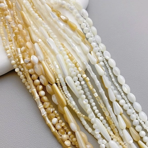 Natural shell beads in round drop and bamboo shapes for DIY jewelry making and crafts