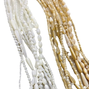 Natural Trochus shell beads set in cream and champagne colors for DIY jewelry making