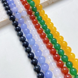 Detailansicht polierter 8-10mm Edelsteinperlen in verschiedenen Farben für DIY-Schmuck