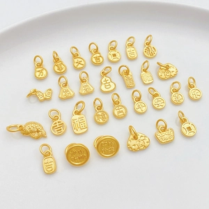 Zandgoud Kleur Behoud Chinese Gunstige Karakter Hangers Legering Ping'an Xile Fu Kaart Charms Voor DIY Sieraden Maken Accessoires