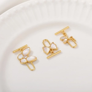 Fermoir à bascule papillon plaqué or 18K avec nacre pour bijoux en perles DIY