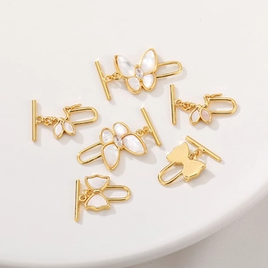 Fermoir à bascule papillon plaqué or 18K avec nacre pour colliers de perles de bricolage