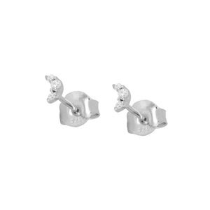Detailed macro view showing the 925 silver hallmark on luxury crescent zircon earrings