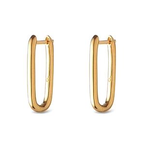 Minimalist U-shaped 24K gold plated hoop earrings with a polished mirror finish