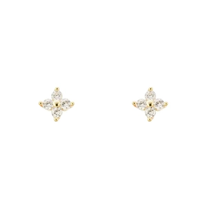Elegante gouden bloem oorknopjes met zirkonia steentjes voor een minimalistische luxe look