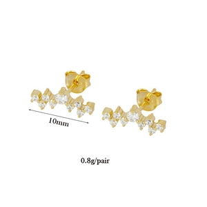 Boucles d'oreilles luxe plaquées or avec zircone incurvée et marquage de 10mm