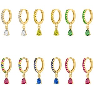 Luxurious Brass AAA Zirconia Waterdrop Hoop Earrings For Women 24K Gold Plated Pear Cut Dangle Earrings Wedding Fashion Jewelry