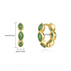 925 Sterling Silber Creolen mit marquise grünen Zirkonia und Goldbeschichtung
