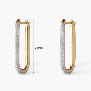 Elegante 25 mm vergulde U-vormige oorringen met sprankelende witte zirkonia steentjes