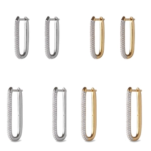 Luxe Zirkonia U-Vorm Messing Oorknoppen Voor Dames 24K Vergulde Geometrische Huggie Oorbellen Dagelijks Feest Sieraden Cadeau