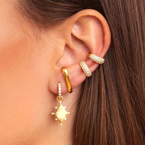Luxury Brass AAA Zirconia Hoop Earrings For Women Gold Silver Plated Geometric Ear Cuffs Party Fashion Jewelry Accessories