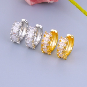 Luxe Creolen Zirkonia Marquise Slijpvorm 925 Sterling Zilveren Stift 24K Verguld Messing Huggie Oorbellen Voor Dames