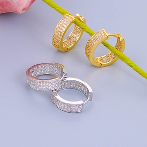 Luxe ronde oorringen met micro-pave zirconia in goud- en zilverkleurige afwerking