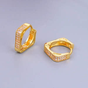 Luxe Messing AAA Zirkonia Geometrische Rechthoekige Creolen Voor Vrouwen 24K Vergulde Mode Forens Sieraden Oorbellen