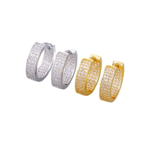 Luxe handgemaakte ronde oorringen met micro-pave witte zirkoon in goud en zilver