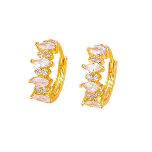 Luxe gouden oorringen met marquise en ronde zirkonia in een klassieke elegante zetting