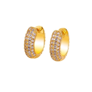 Luxe vergulde oorringen met meerdere rijen micro-pave gezette witte zirkonia stenen