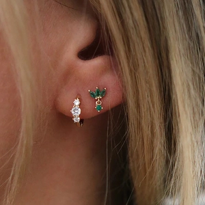 Pendientes de Lujo de Latón Circonia AAA Pendientes Colgantes de Piedras Verdes Vintage para Mujer Elegantes Pendientes de Aro Chapados en Oro Plata Joyería