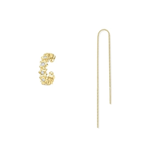 Set di orecchini a stella dorati minimalisti con catena a scatola lunga e zirconi