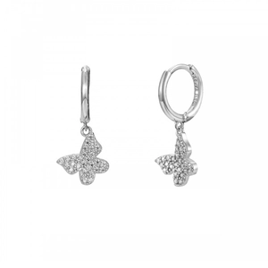 Détail du poinçon Ag925 sur boucles d'oreilles papillon en argent et zircons blancs