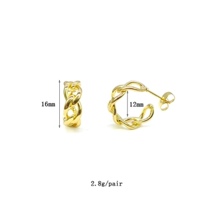 Mehrlagige vergoldete Kettenglieder Creolen für Damen mit 16mm Durchmesser Design