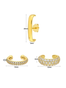 Dettaglio delle dimensioni del set di orecchini placcati oro con zirconi micro-pavé