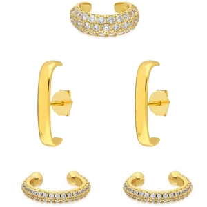 Set di orecchini di lusso in rame placcato oro con micro pavé di zirconi cubici