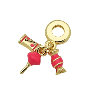 Pendentif bonbon doré avec design Sweet coeur rose pour bracelets à breloques