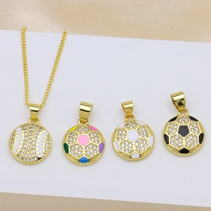 Kupfer 18K Vergoldet Zirkonia Eingelegt Fußball Baseball Anhänger Nur Ohne Kette Sportlicher Stil Schmuck Anhänger Für Unisex