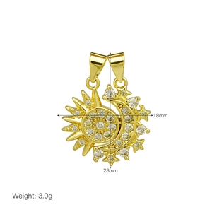 Detailed size chart for Sun and Moon pendant with dimensions 23mm and weight 3.0g