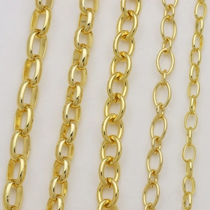 Chaînes en cuivre plaqué or 18 carats en cinq tailles pour bijoux DIY et accessoires