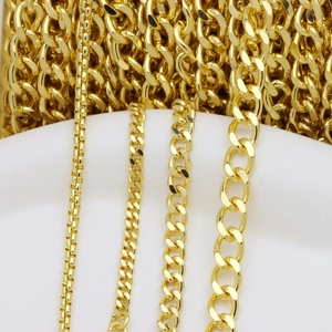 Chaînes en cuivre plaqué or 18 carats, styles box et gourmette pour bijoux DIY