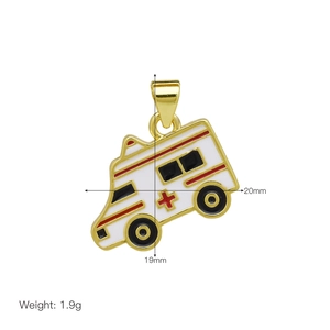 Detailed view of ambulance pendant showing dimensions of 20mm by 19mm and weight of 1.9g