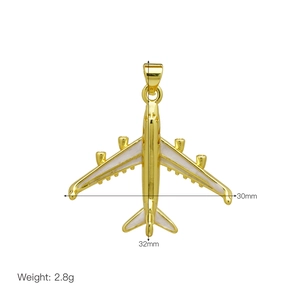 Detailed dimension guide for 18K gold plated airplane pendant with size and weight specs