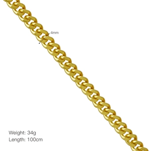 Vue détaillée d'une chaîne gourmette dorée de 4mm de large, 100cm de long et 34g