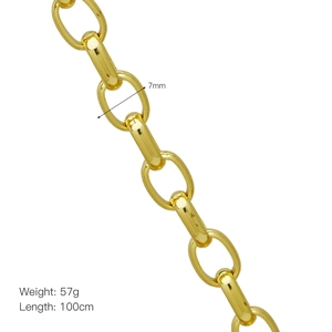 Détail d'une chaîne à maillons ovales plaqué or 18 carats de 7mm avec ses dimensions