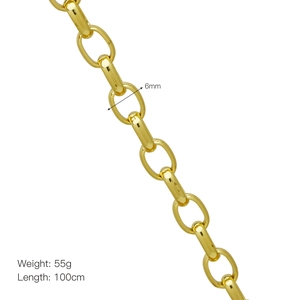 Détail d'une chaîne en cuivre plaqué or de 6mm, avec une longueur de 100cm et 55g