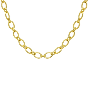 Chaîne à maillons ovales plaquée or 18 carats avec finition métallique lisse et brillante