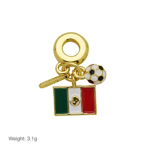 Detailed 18K gold-plated charm featuring a 3.1g soccer ball and Mexico flag pendant