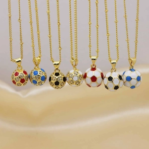 Collane con ciondolo calcio placcate oro 18K con smalto colorato e zirconi