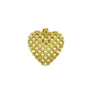 Lattice heart pendant with 18K gold plating and sparkling zircon stones for jewelry