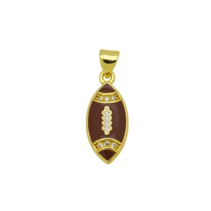 Detail eines 18K vergoldeten American Football Anhängers mit Emaille und Zirkonia