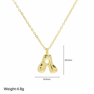 Polished 18k gold plated balloon bubble letter A necklace pendant for women