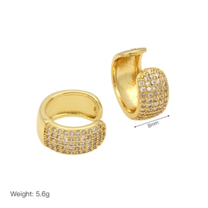 Dettaglio di orecchini a clip in ottone dorato da 8 mm con zirconi tondi scintillanti