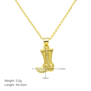 Κολιέ με μενταγιόν παπούτσι επιχρυσωμένο 18k με αστραφτερά ζιργκόν σε αλυσίδα